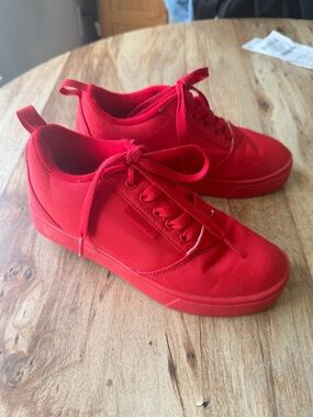 All-Red Canvas Lace-Up Heely Sneakers